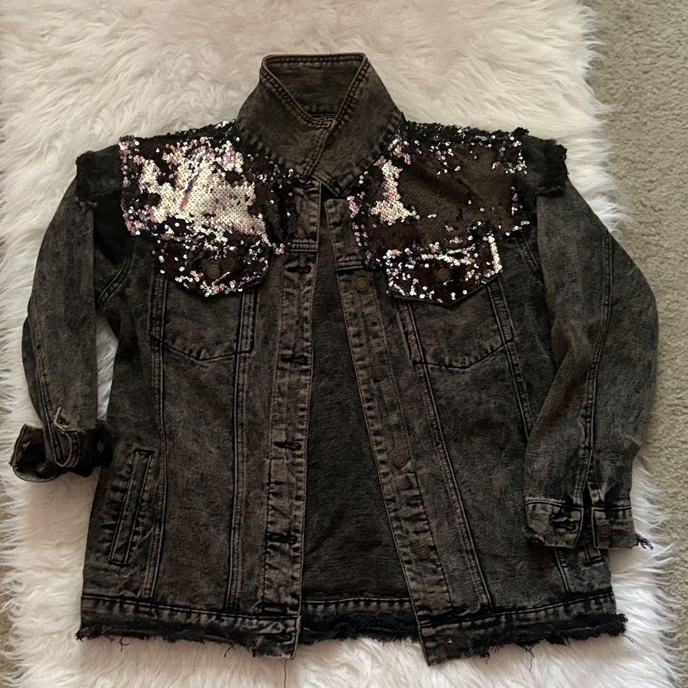 Sequin Embellished Denim Jacket